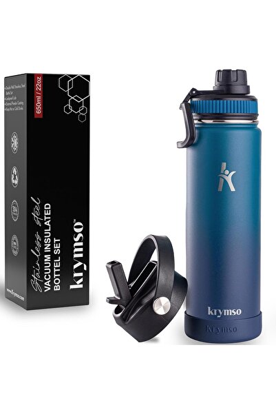 Krymso 650ml Stainless Steel Water Bottle, Insulated Thermos Flask, Stickers,...