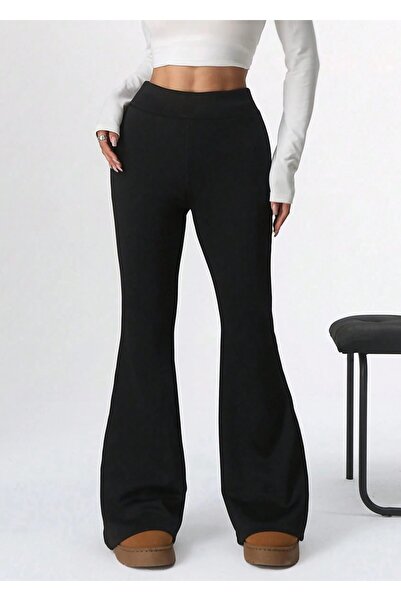 Hera Moda Women's Black High Waist Wide Leg Pants Slim Fit