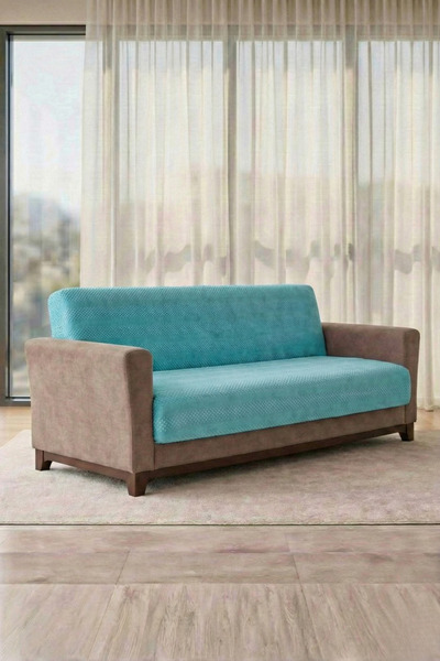 Meslina Home %100 Pamuk Jakarli Koltuk Kanepe Çekyat Örtüsü Kılıfı Lastikli Kaymaz Penye Koltuk Kılıfı Örtüsü