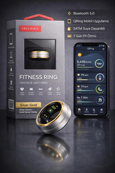 Cellairis Fitnetss Ring Akıllı Yüzük-Nabız,Uyku & Aktivite Takibi- 5 ATM Suya...