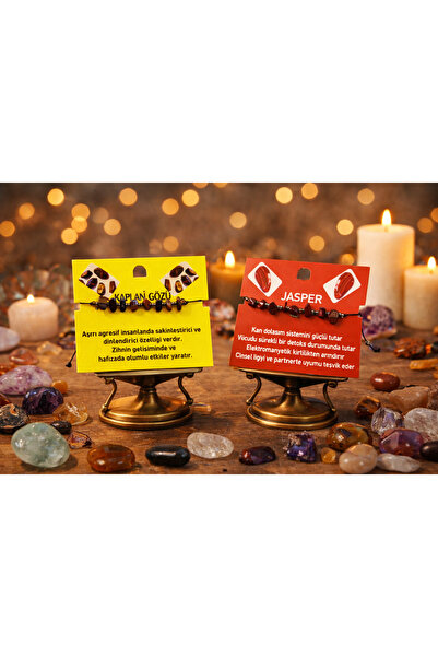 seymenbıçakçılık Tiger's Eye & Jasper Natural Stone Bracelet Set |   Handmade...