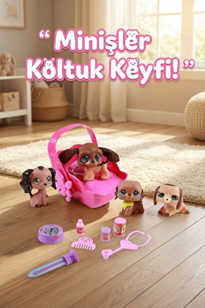 craftivio Sevimli Minişler 4'lü Köpek Figür ve Veteriner Bakım Oyun Seti - Ak...