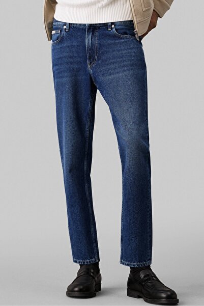 Calvin Klein بنطلون جينز رجالي أزرق داكن بقصة قياسية