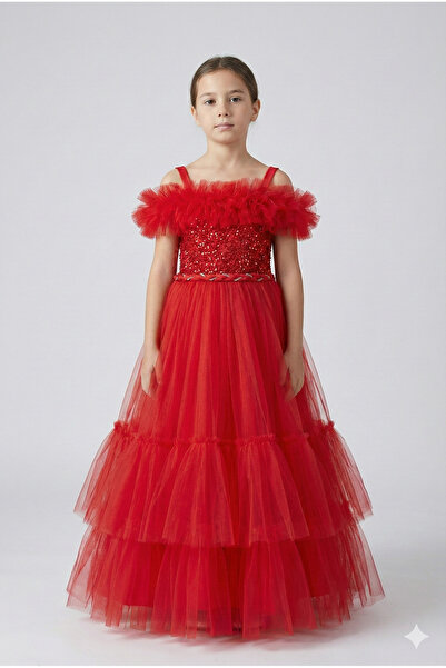 modallita فستان سهرة بناتي مزين بالترتر