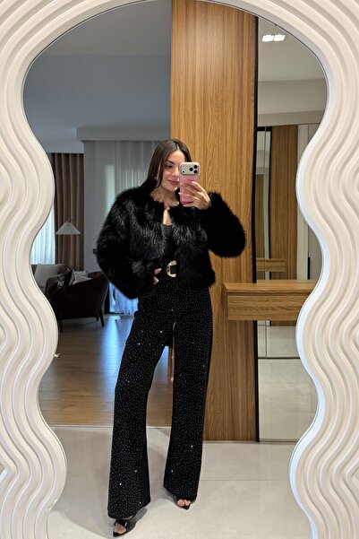 Gizem Ecemiş Lopez Siyah Full Taşlı Jean