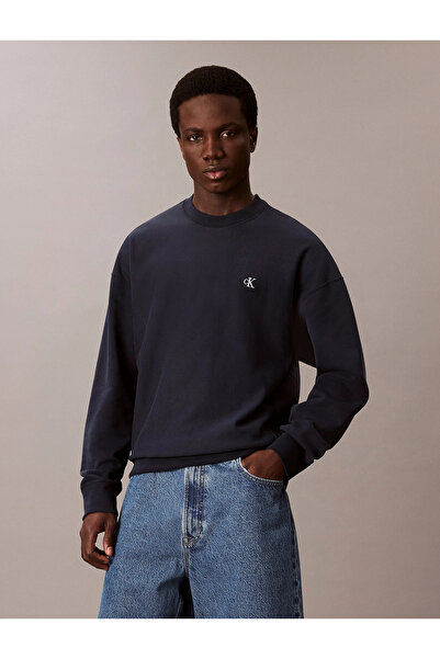 Calvin Klein Erkek Regular Fit Bisiklet Yaka Nakış Logolu Sweatshirt - Lacivert