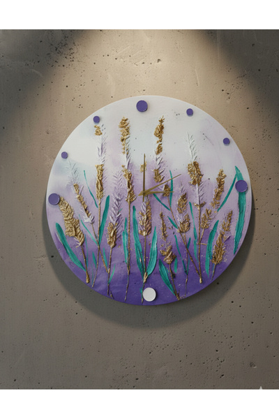 SHEKİLHOME Lavanta Düşleri: Kabartma ve Epoksi Sanat Duvar Saati