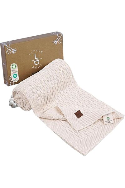 Next Baby Little Dedi Nora 100% Cotton Beige Knitted Baby Blanket Gots Certif...