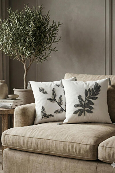 BUGİ HOME COLLECTİON Двосторонній квадратний чохол для подушки з вишивкою у в...