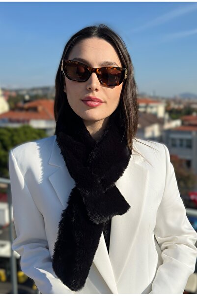 Mollycrush Women's Black Plush Scarf |   Winter Stylish Faux Fur