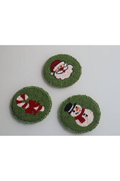 ARCOSTA El Yapımı Punch Bardak Altlığı 3'lü Set - Noel Baba, Kardan Adam, Şek...