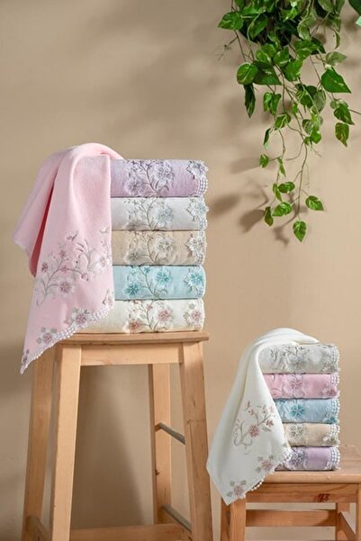 Arliva Home 100% Cotton Velvet Embroidered Dowry Set of 6 Kitchen Towels