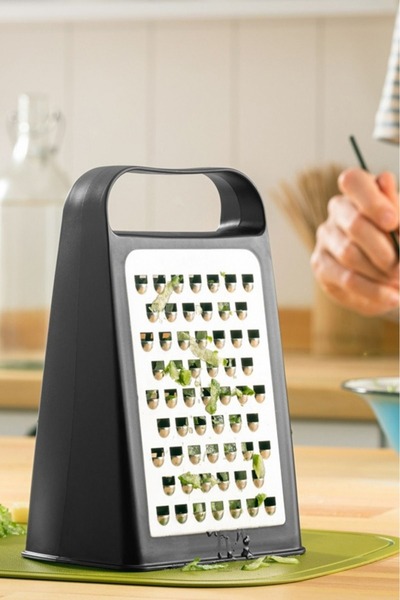 Evalins Grato Stainless Steel Double Sided Grater, Special Design Ergonomic Kitchen Grater Black