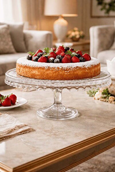 Jenisa Decorative Pedestal Clear Glass Presentation Plate - Cake, Pastry and ...