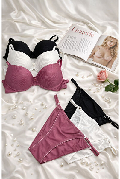 MILANOFOX Σετ 3 τεμαχίων Premium ριγέ σουτιέν με επένδυση και ρυθμιζόμενο εσώ...