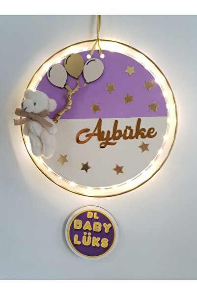 BL Baby Lüks Yuvarlak Led Işıklı Bebek Kapı süsü, Hastane Süsü, İsimlik, İsme...