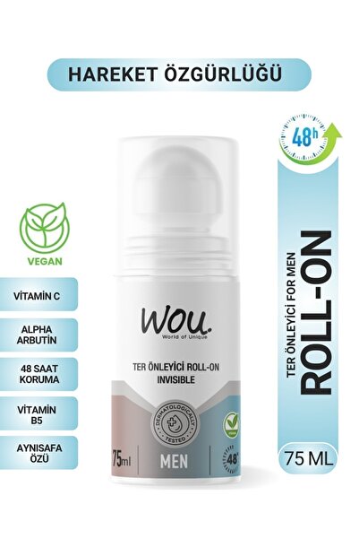 WOU World of Unique Ter Önleyici Roll-On Erkek 75Ml.Invisible (Leke Karşıtı)