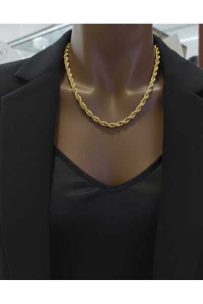 Simge Gümüş قلادة سلسلة ملتوية ذهبية