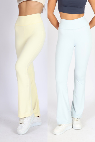 Softandbasic Women's 2-Piece Flared Flare Yoga Leggings Pantalon