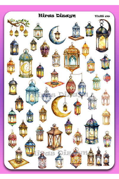 Hiras Dizayn 17x25cm Pagină 47 bucăți Autocolant Bun venit Ramadan Lanterne R...