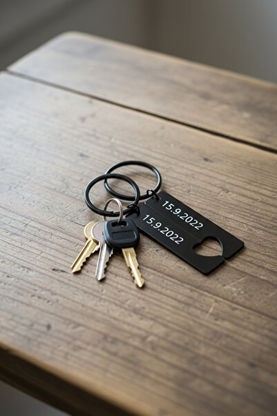 Grandmix Kişiye Özel İsim ve Tarih Baskılı Puzzle Kalp Metal Anahtarlık Seti