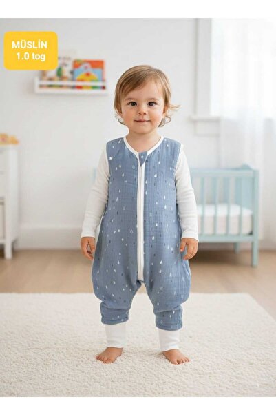 PAMUK HANIM Muslin 1.0 Tog Spring/Summer with Footed Booties, Sleeveless m Tr...