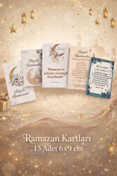 Emtory Home 15 Adet Ramazan Motto Paketleme Kartı - 9x6 cm - Parlak Kuşe Kart...