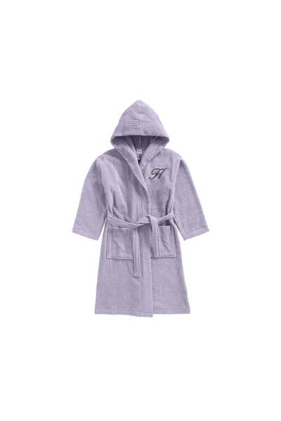 BYFT Daffodil Kids Hooded Bathrobe | Monogrammed Letter 'H' | Soft Cotton Com...