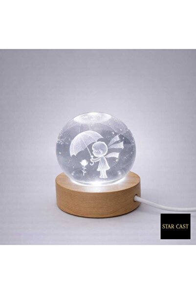 STAR CAST 3D Işıklı Cam Küre – LED Gece Lambası