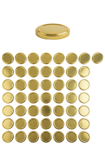 Milea 50 Adet Gold Kavanoz Kapağı – 63 mm (370 ml ve 210 ml kavanozlara uyumlu)