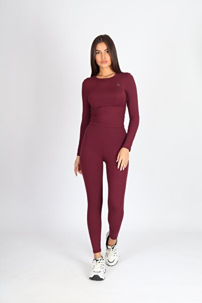 Softandbasic Women's Long Sleeve Crew Neck Printed Bottom-Top Leggings Set