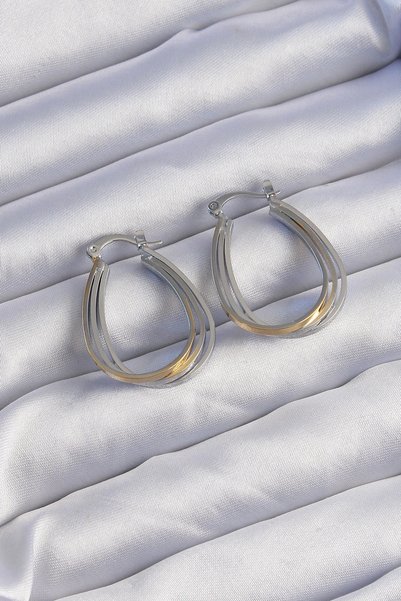 shopwave Brass Gold Silver Rkli Oval Multi-Look Earrings