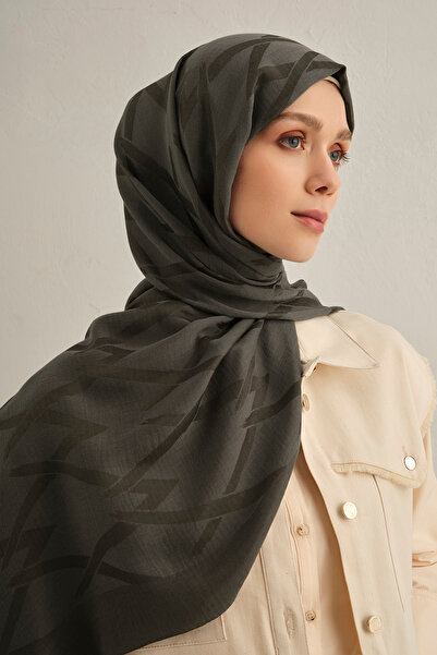 Armine Lyocell Silk Shawl 1 Geometric 18-Anthracite