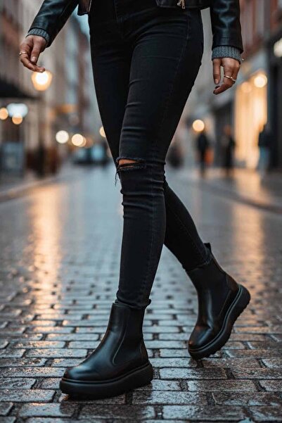 Lufian Cizme negre de damă din piele naturală