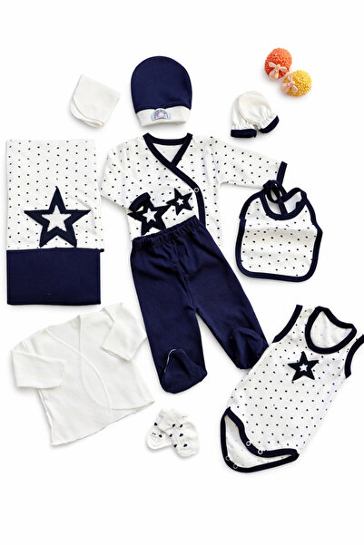 CONCON Blue Heart 10-Piece Newborn Hospital Discharge Baby Set