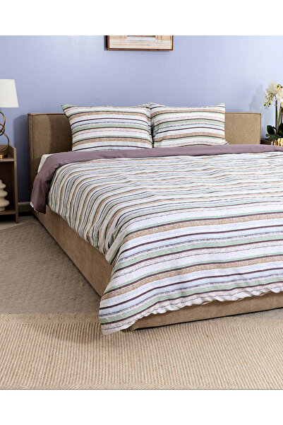REDTAG Multicolour 3 Piece Stripe Printed Duvet Cover Set (Double Size)