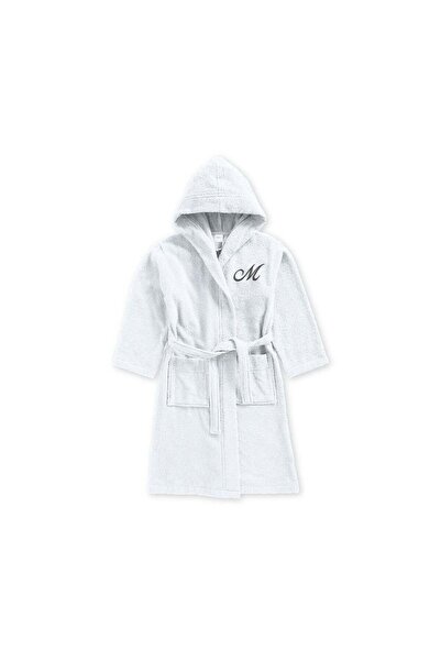 BYFT Daffodil Kids Hooded Bathrobe | Monogrammed Letter 'M' | Soft Cotton Com...