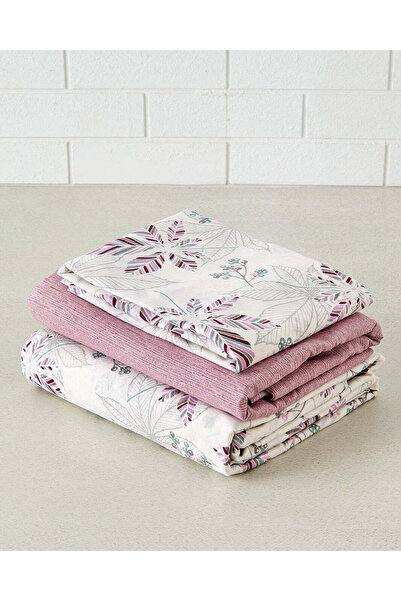 REDTAG White And Pink 4 Piece Printed Quilt Set (Double Size)