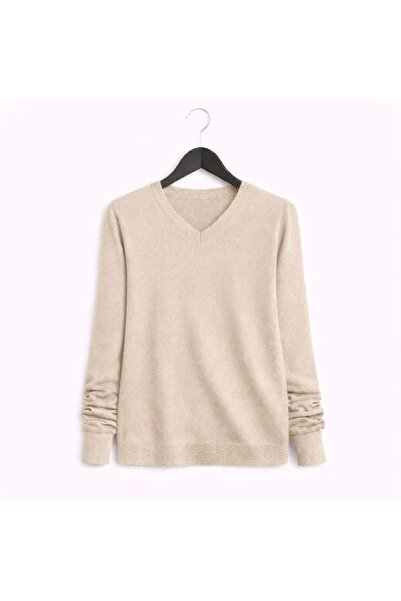 CRALİCHE Women's V-Neck Knitwear Sweater-Straight Cut Stylish Sweater-Thin Kn...