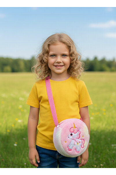 Mollycrush Kız Çocuk Yuvarlak Unicorn Peluş Çanta | Günlük Şirin Model