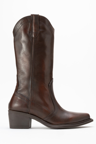 Ataköy Ayakkabı KADIN DERİ WESTERN ÇİZME KIZIL KAHVE