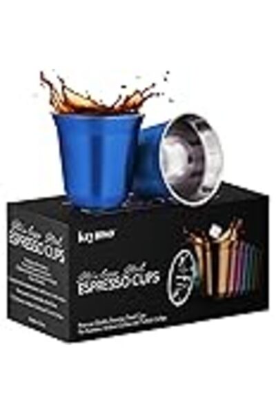 Krymso 80ml Espresso Cups, Double Wall Vacuum Insulated Stainless Steel Coffe...