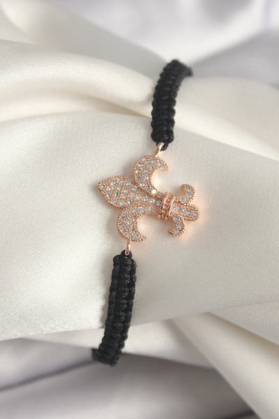 shopwave سوار نسائي من حجر الزركون الوردي اللون من النحاس على شكل زنبق مع مصع...