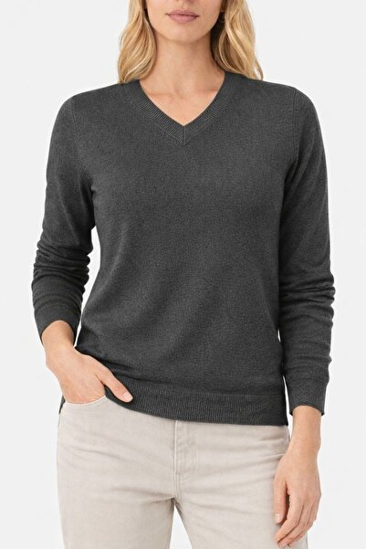 CRALİCHE Women's V-Neck Knitwear Sweater-Straight Cut Stylish Sweater-Thin Kn...