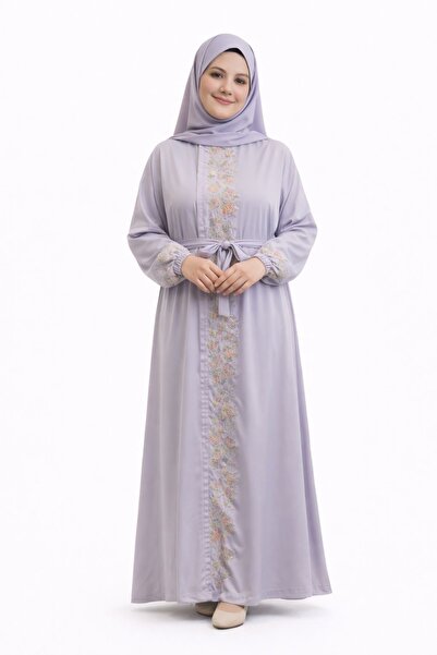 DADO BELLA Lila Tek Parça Başörtülü Nakışlı Namazlık