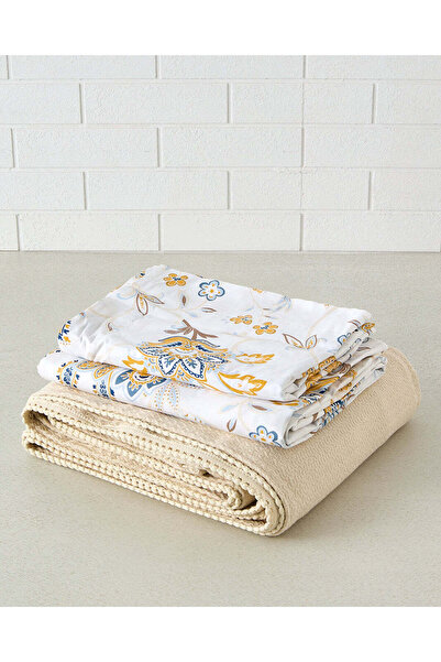 REDTAG طقم لحاف مطبوع بيج مكون من 4 قطع (مقاس مزدوج)