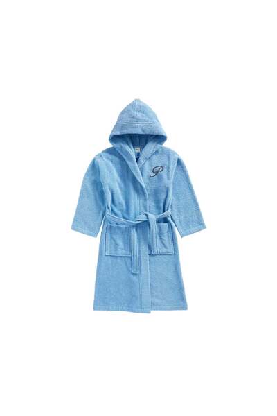 BYFT Daffodil روب استحمام للأطفال بغطاء رأس | حرف "P" مطرز | قطن ناعم ومريح