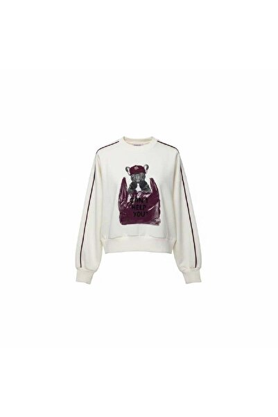 Kız Çocuk Köpek Baskılı Ekru Sweat