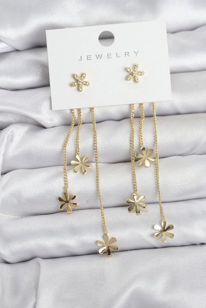 shopwave Papatya Model Gold Rk Brass Dangle Women's Earrings