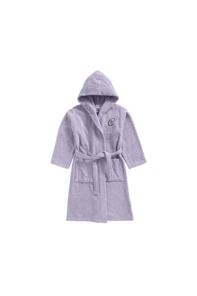 BYFT Daffodil Kids Hooded Bathrobe | Monogrammed Letter 'C' | Soft Cotton Com...